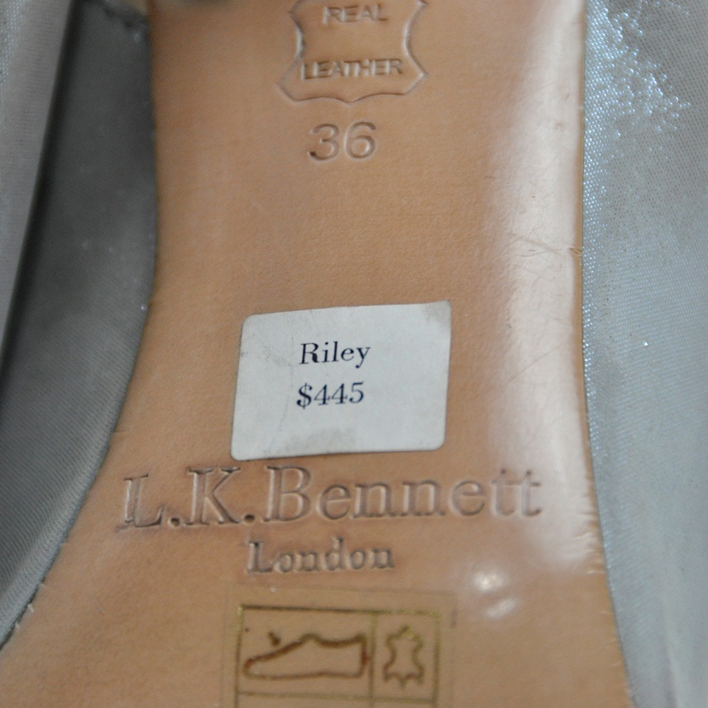 L.K.BENNETT Riley Suede Peep-Toe Booties SILVER - Picture 5 of 14